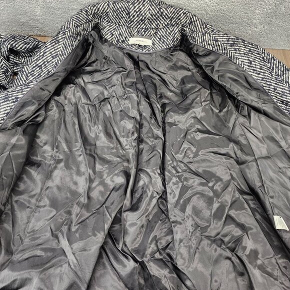 Hawke & Co Women's Size 14 Black White Herringbone Wool Blend Snap Jacket Coat - Picture 10 of 13